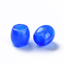 Bleu Perles Européennes acryliques, pierre d'imitation, Perles avec un grand trou   , baril, bleu, 11.5x11mm, Trou: 6mm, environ770 pcs / 500 g