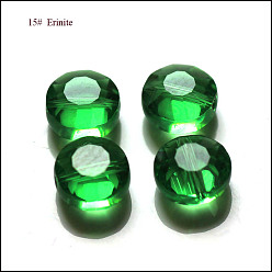 Зеленый Имитация Австрийские кристаллические шарики, класс AAA, граненые, плоско-круглые, зелёные, 8x4 мм, отверстие : 0.9~1 мм