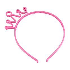 Rosa Caliente Cintas de pelo de plástico corona, con dientes, accesorios para el cabello para niñas, color de rosa caliente, 160x135x6 mm