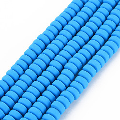 Dodger Blue Handmade Polymer Clay Beads Strands, for DIY Jewelry Crafts Supplies, Flat Round, Dodger Blue, 6~7x3mm, Hole: 1.5mm, about 113~116pcs/strand, 15.55 inch~16.14 inch(39.5~41cm)
