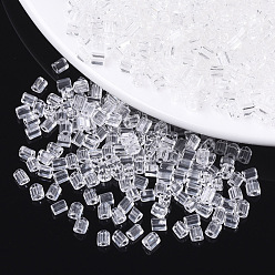 Claro Perlas de vidrio transparentes, triángulo, agujero triangular, Claro, 4x3.5 mm, agujero: 1.2 mm, sobre 4500 unidades / bolsa
