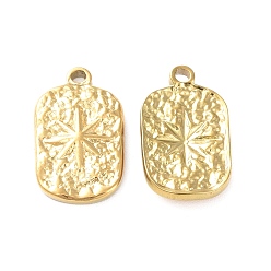 Golden Ion Plating(IP) 304 Stainless Steel Pendants, Textured, Rectangle with Star Charm, Golden, 18x10.5x3mm, Hole: 1.2mm