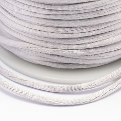 Гейнсборо Полиэфирного корда, атласный шнур, для изготовления украшений из бисера, китайское вязание, светло-серые, 2 мм, около 100 ярдов / рулон