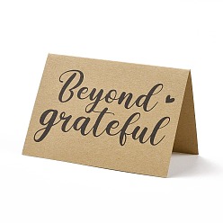 BurlyWood Papel kraft gracias tarjetas de felicitación, rectángulo con patrón de palabras, para el día de acción de gracias, burlywood, 72x100x1 mm