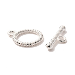 Silver Tibetan Style Alloy Toggle Clasps, Cadmium Free & Nickel Free & Lead Free, Silver, Ring: 13x16mm, Bar :6x18mm, Hole: 2mm.