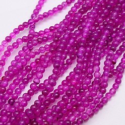 Magenta Natural Agate Beads Strand, Dyed, Round, Magenta, 4mm, Hole: 0.5mm