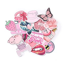 Pink Mix Pattern Cartoon Stickers, Vinyl Waterproof Decals, for Water Bottles Laptop Phone Skateboard Decoration, Pink, 5.3x3x0.02cm,50pcs/bag