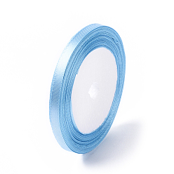 Light Blue Single Face Satin Ribbon, Polyester Ribbon, Light Blue, 1/4 inch(6mm), about 25yards/roll(22.86m/roll), 10rolls/group, 250yards/group(228.6m/group)