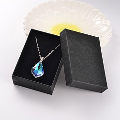 Colorful Teardrop AB Color Plated Electroplate Glass Pendant Necklaces, with Platinum Tone Brass Cable Chains, Colorful, 17.9 inch