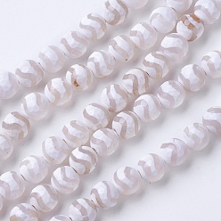 White Natural Grade A Agate Beads Strands, Dyed & Heated, Round, Faceted, White, 6mm, Hole: 1mm, about 62pcs/strand, 14.9 inch(38cm)