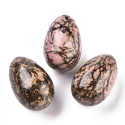 Rodonita Colgantes naturales rhodonite, piedra de huevo de pascua, 31x20x20 mm, agujero: 2 mm