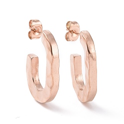 Rose Gold Ion Plating(IP) 304 Stainless Steel Stud Earring for Women, Letter C, Rose Gold, 23x17x3mm, Pin: 0.8mm