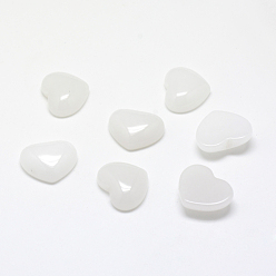 White Jade Natural White Jade Cabochons, Heart, 15x18x6mm