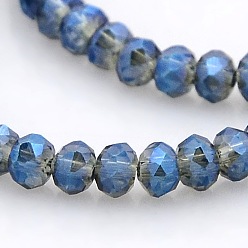 Bleu Acier Clair Perles de verre rondelles facettées plaquées arc-en-ciel, bleu acier clair, 3x2mm, Trou: 1mm, Environ 198 pcs/chapelet, 15.7 pouce