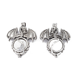 Howlite Natural Howlite Pendants, Dragon Charms, with Rack Plating Antique Silver Plated Brass Findings, Cadmium Free & Lead Free, 47x37x19mm, Hole: 4mm