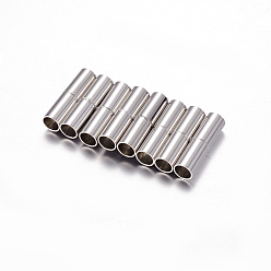 Платина Латунные магнитные застежки с клеевыми концами, колонка, платина, 18x5 мм, отверстие : 4 мм