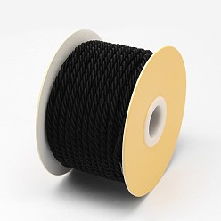 Черный Нейлоновые нити, Миланские шнуры / витые шнуры, чёрные, 3 мм, около 21.87 ярдов (20 м) / рулон