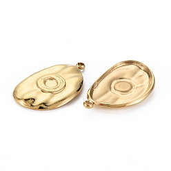 Real 14K Gold Plated Ion Plating(IP) 304 Stainless Steel Pendant Cabochon Settings, Cadmium Free & Nickel Free & Lead Free, Oval, Real 14K Gold Plated, 22.5x13.5x2.5mm, Hole: 1.4mm