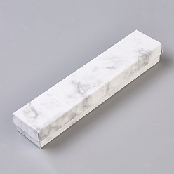 Белый Бумажные картонные шкатулки, Коробка ожерелья, прямоугольные, белые, 21x4.5x3.1 см