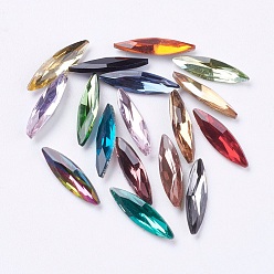 Mixed Color Imitation Austrian Crystal Glass Rhinestone, Grade A, Pointed Back & Back Plated, Horse Eye, Mixed Color, 14~14.5x4x2.5~3mm