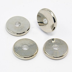 Platinum Flat Round Brass Spacer Beads, Platinum, 6.5x2mm, Hole: 1.5mm