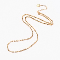 Real 18K Gold Plated Brass Box Chain Necklaces, with Lobster Claw Clasps, Long-Lasting Plated, Word Good Luck, Real 18K Gold Plated, 24-3/8 inch(61.8cm)