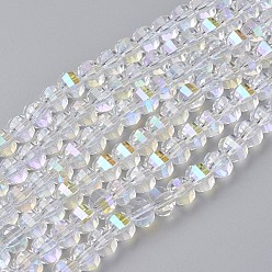 Clear AB Electroplate Glass Beads Strands, Faceted, Rondelle, AB Color Plated, Clear AB, 8x6mm, Hole: 1.2mm, about 78~79pcs/strand, 18.9 inch(48cm)