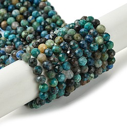 Chrysocolla Natural Chrysocolla Beads Strands, Faceted, Round, 4mm, Hole: 0.8mm, about 99~101pcs/strand, 15.35''(39cm)