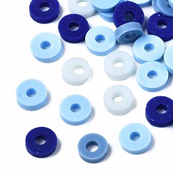 Color mezclado Abalorios de la arcilla de polímero hechos a mano, perlas heishi, disco / plano y redondo, color mezclado, 4x0.5~1.5 mm, agujero: 1.5 mm, Sobre 66600 unidades / 1000 g