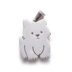 Stainless Steel Color 304 Stainless Steel Puppy Pendants, Samoyed Dog, Stainless Steel Color, 25x18.5x2mm, Hole: 2.5x5.5mm