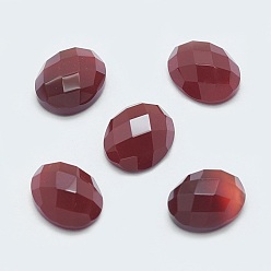 Carnelian Natural Carnelian Cabochons, Faceted, Oval, 10x8x4mm