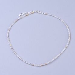 Quartz Rutilated Colliers de perles de quartz rutiles naturels, avec fermoirs mousquetons en laiton  , perles rondes à facettes, 16.5 pouces ~ 16.7 pouces (42~42.5 cm) x2 mm