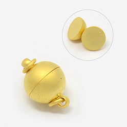 Golden Matte Brass Round Magnetic Clasps with Loops, Golden, 12x8mm, Hole: 1mm