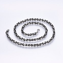 Gunmetal & Stainless Steel Color 201 Stainless Steel Byzantine Chain Necklaces, with Lobster Claw Clasps, Gunmetal & Stainless Steel Color, 22.8 inch(58cm), 4mm