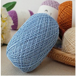 Sky Blue 175M Size 5 Linen & Polyester Crochet Threads, Embroidery Thread, Yarn for Lace Hand Knitting, Sky Blue, 1mm