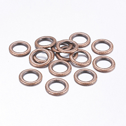 Red Copper Alloy Linking Rings, Tibetan Style, Cadmium Free & Nickel Free & Lead Free, Red Copper Color, Size: about 14.5mm diameter, 2mm thick, hole: 10mm, 925pcs/1000g