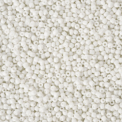 Blanco Abalorios de la semilla de cristal, colores opacos semilla, pequeñas cuentas artesanales para hacer joyas de bricolaje, rondo, blanco, 2 mm, agujero: 1 mm, sobre 30000 unidades / libra
