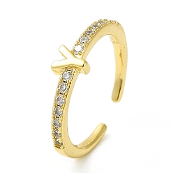 Letter Y Clear Cubic Zirconia Initial Letter Open Cuff Ring, Real 18K Gold Plated Brass Jewelry for Women, Cadmium Free & Nickel Free & Lead Free, Letter.Y, US Size 7 3/4(17.9mm)