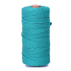 Medium Turquoise 100M Round Cotton Braided Cord, for DIY Handmade Tassel Embroidery Craft, Medium Turquoise, 3mm, about 109.36 Yards(100m)/Roll