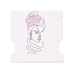 Neige Cartes d'affichage de bijoux de papier, cartes de support de collier de boucle d'oreille, carré avec motif femme, neige, 7.4x7.4x0.03 cm, Trou: 1mm