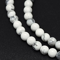 Howlite Natural Howlite Beads Strands, Round, 4mm, Hole: 0.6mm, about 88~91pcs/strand, 15.2~15.5 inch(38.5~39.5cm)