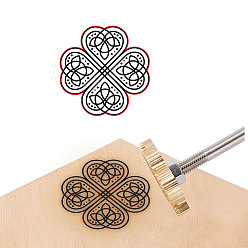 Clover Stamping Embossing Soldering Brass with Stamp, for Cake/Wood, Clover Pattern, 40mm