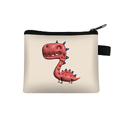 Coral Claro Carteras de poliéster con cremallera, monedero del cambio, bolso de mano para mujer, rectángulo con dinosaurio, coral luz, 22x13.5 cm