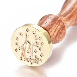 Vierge Cachet de sceau de cire en laiton, avec manche en bois, pour la décoration de poteau, fabrication de cartes de bricolage, virgo, 90x26mm, Trou: 7mm