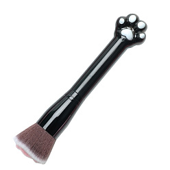 Saddle Brown Cat Paw Shape Nylon Makeup Mask Brush, Facial Cosmetic Brushes, Plastic Handle, Saddle Brown, 16.5x4.1cm