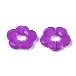 Dark Violet Imitation Jelly Acrylic Beads, Flower, Dark Violet, 25.5x26x5mm, Hole: 1.6mm, about 240pcs/500g