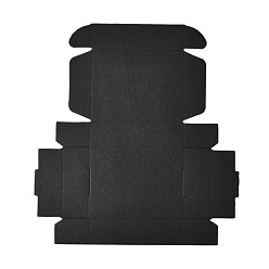 Noir Boîte cadeau en papier kraft, boîtes postales, boîtes pliantes, rectangle, noir, 8x6x2 cm