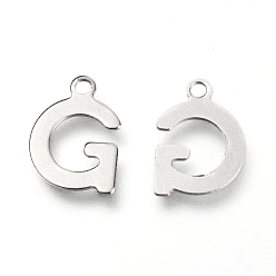Letter G 201 Stainless Steel Charms, Alphabet, Letter.G, 12x8.4x0.6mm, Hole: 1.4mm