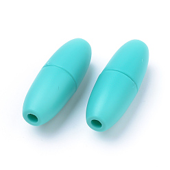 Turquoise Moyen Fermoirs séparatistes plastique, pour les colliers de dentition en caoutchouc de silicone, turquoise moyen, 24x9mm, Trou: 2.5mm