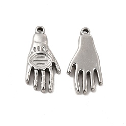 Stainless Steel Color 304 Stainless Steel Pendants, Hand Charm, Stainless Steel Color, 21.5x10.5x3mm, Hole: 1.2mm